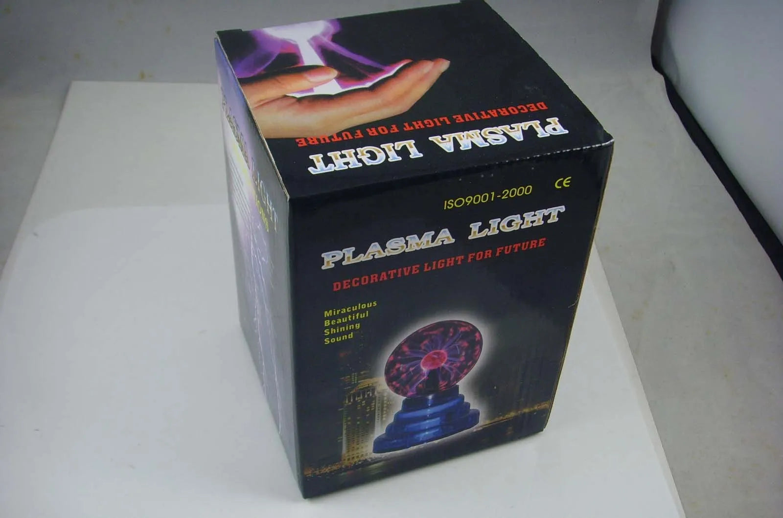 Colourful USB-powered magic ball light with a 7.62 cm glass sphere on a black ABS base.