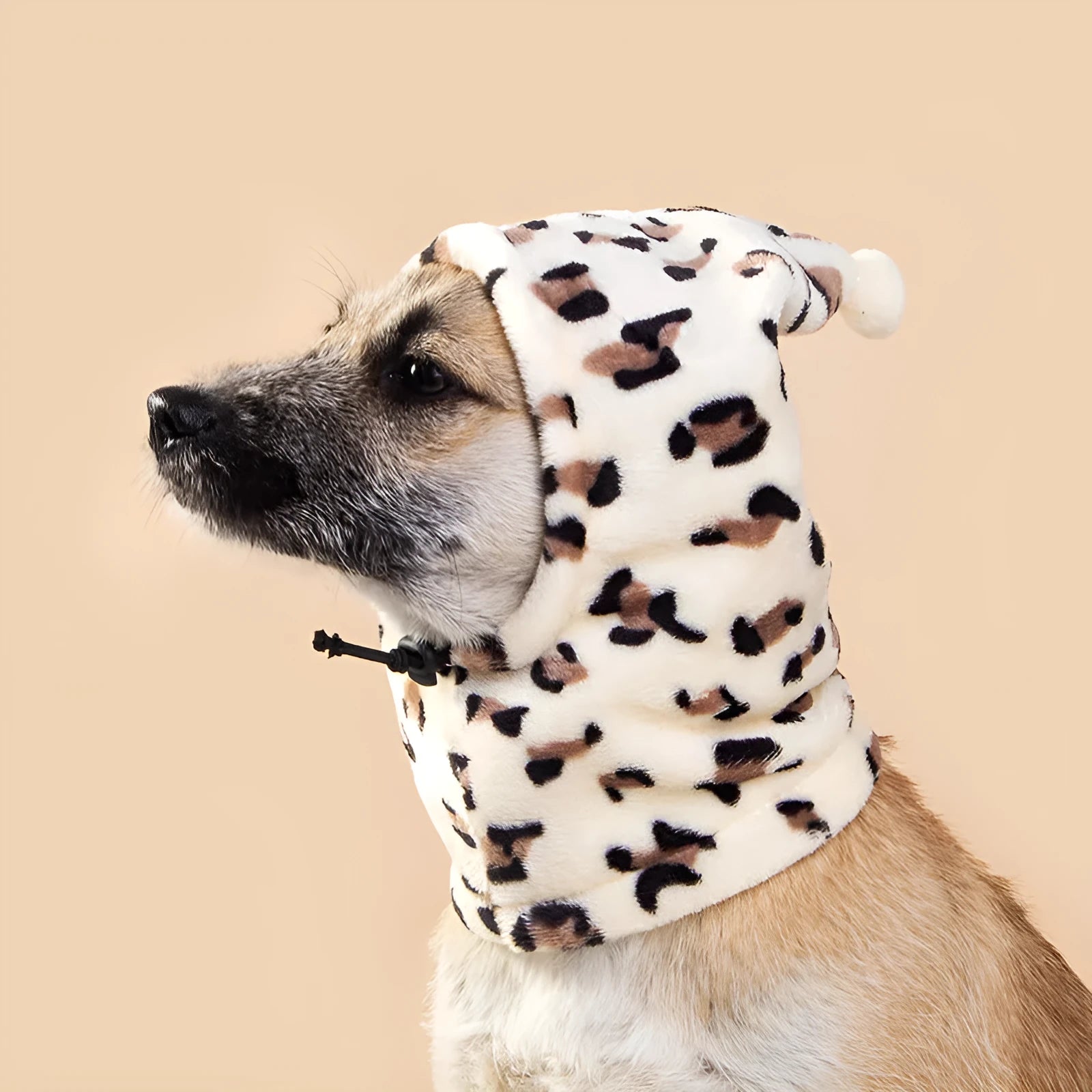 Cloth bear theme rabbit ears pet headgear for dogs and cats in leopard print, black, or red.