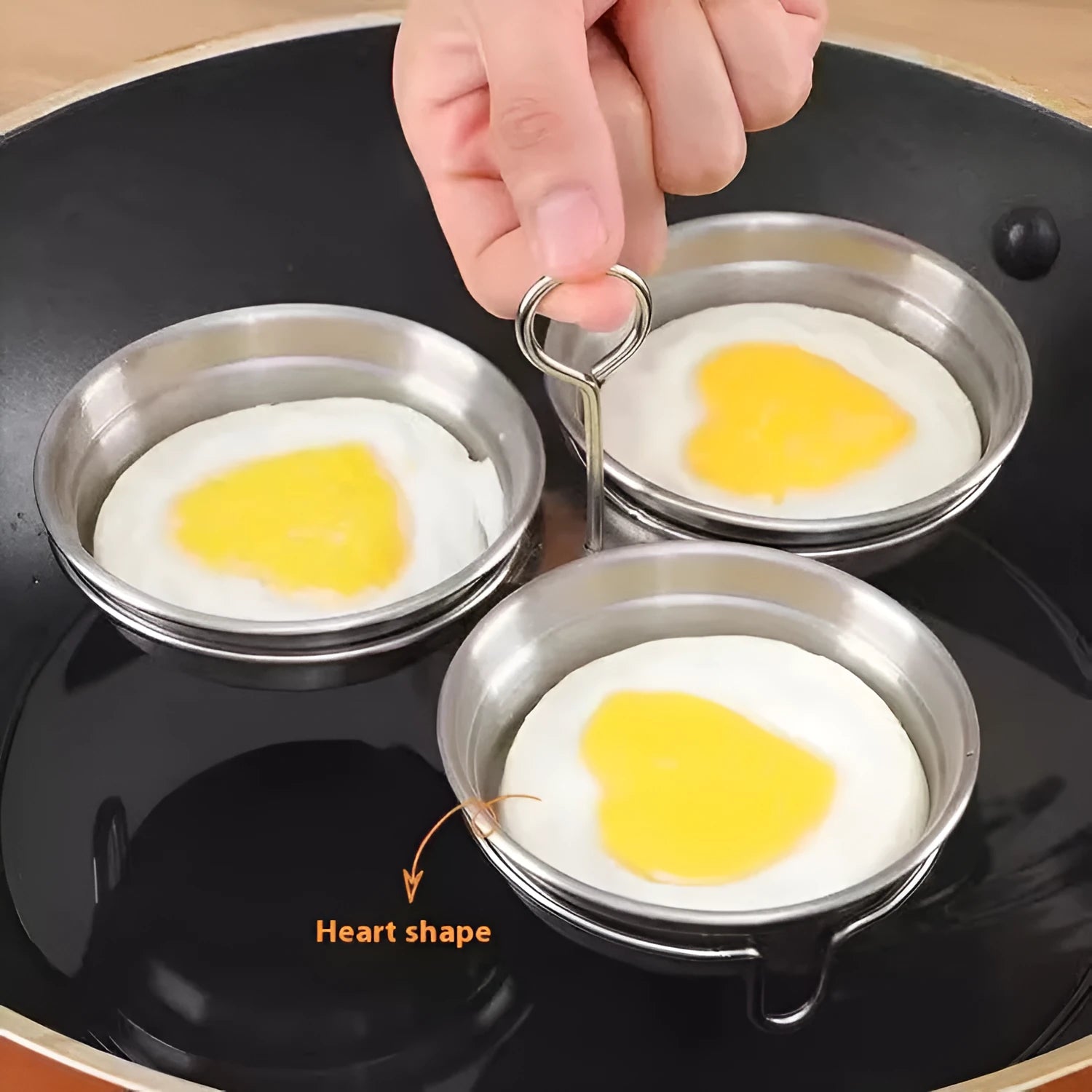 Stainless steel heart-shaped egg steamer for boiling eggs and making egg stew