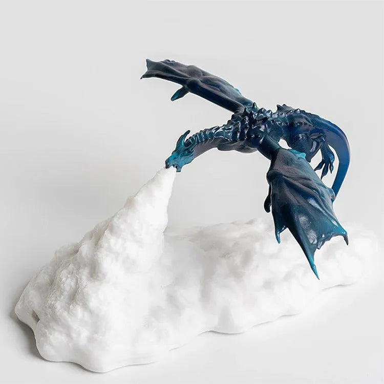 3D printed dragon night light with warm red breathing light effect, PLA material construction