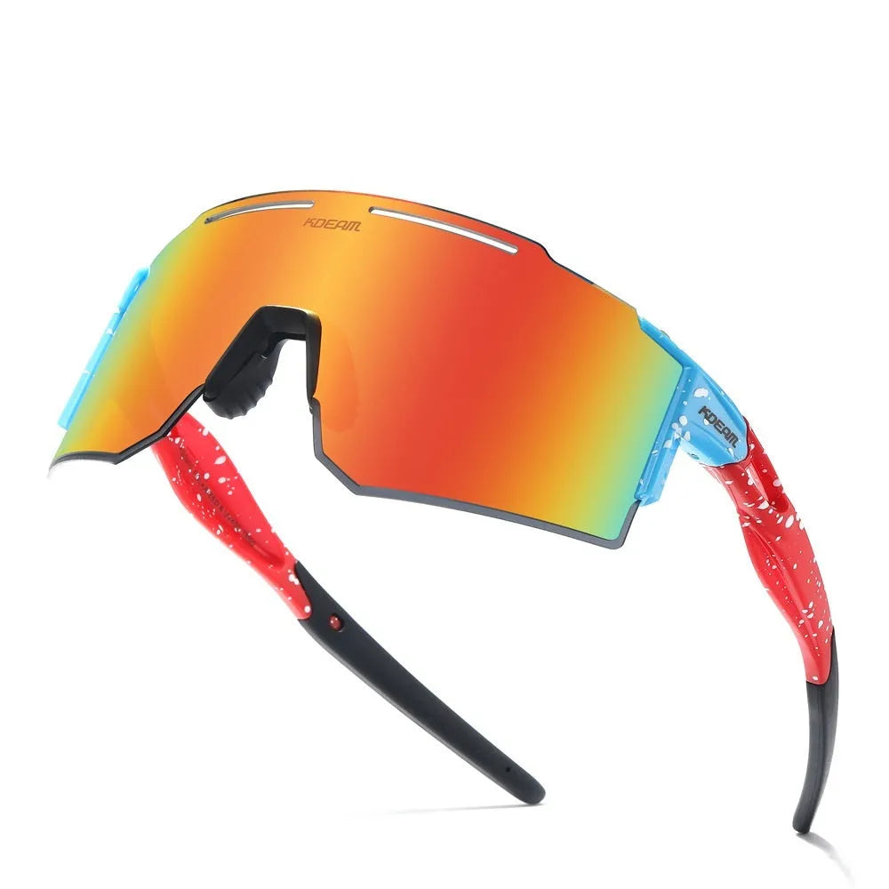 Polarised frameless cycling sunglasses with TR90 sports frame in assorted colours.