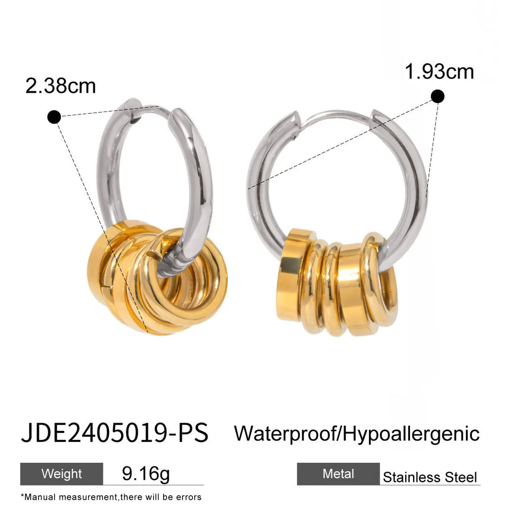 Stainless steel personality earrings with electroplated colour matching in ins style