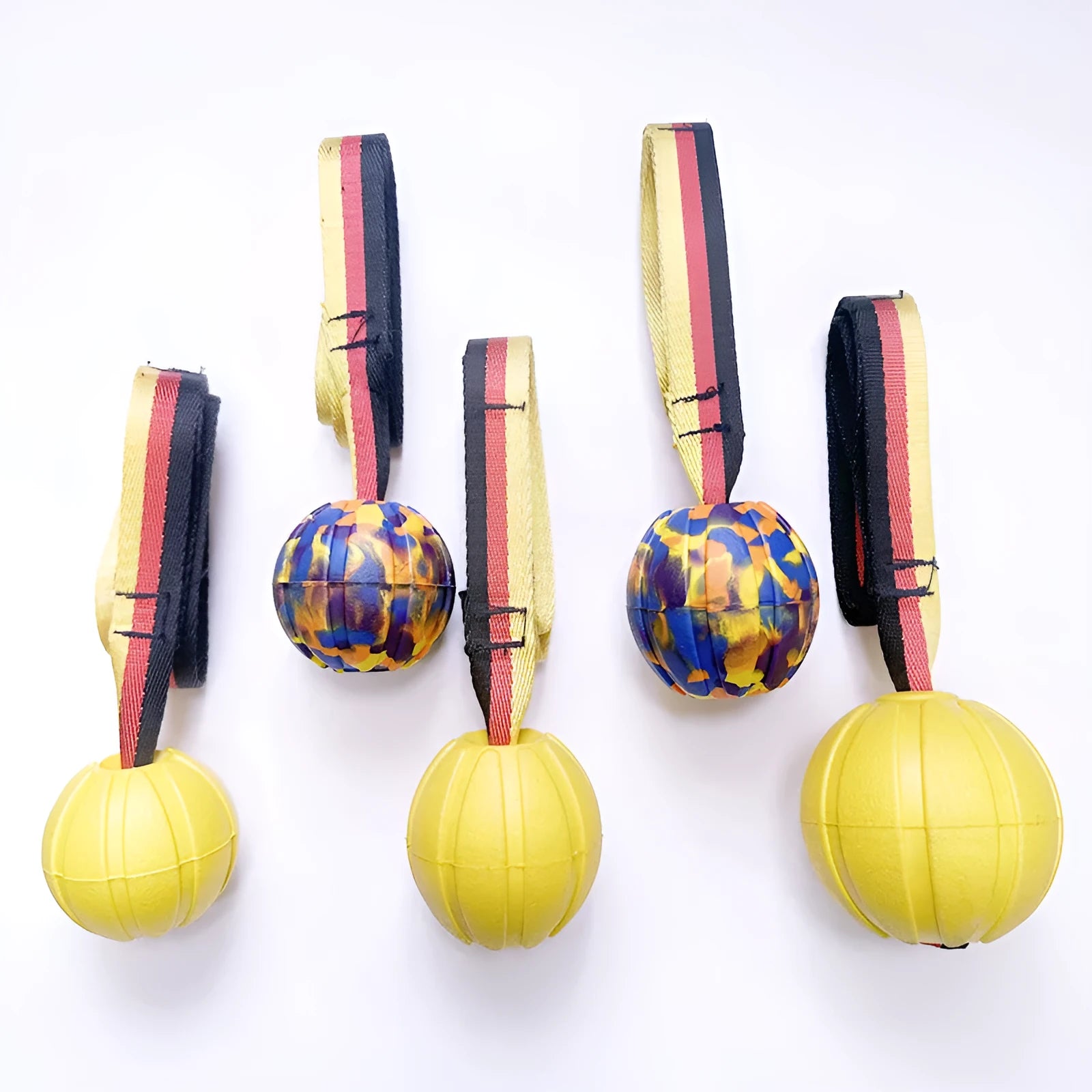 Floating bite-resistant EVA foam dog water ball toy in camouflage colour with string handle