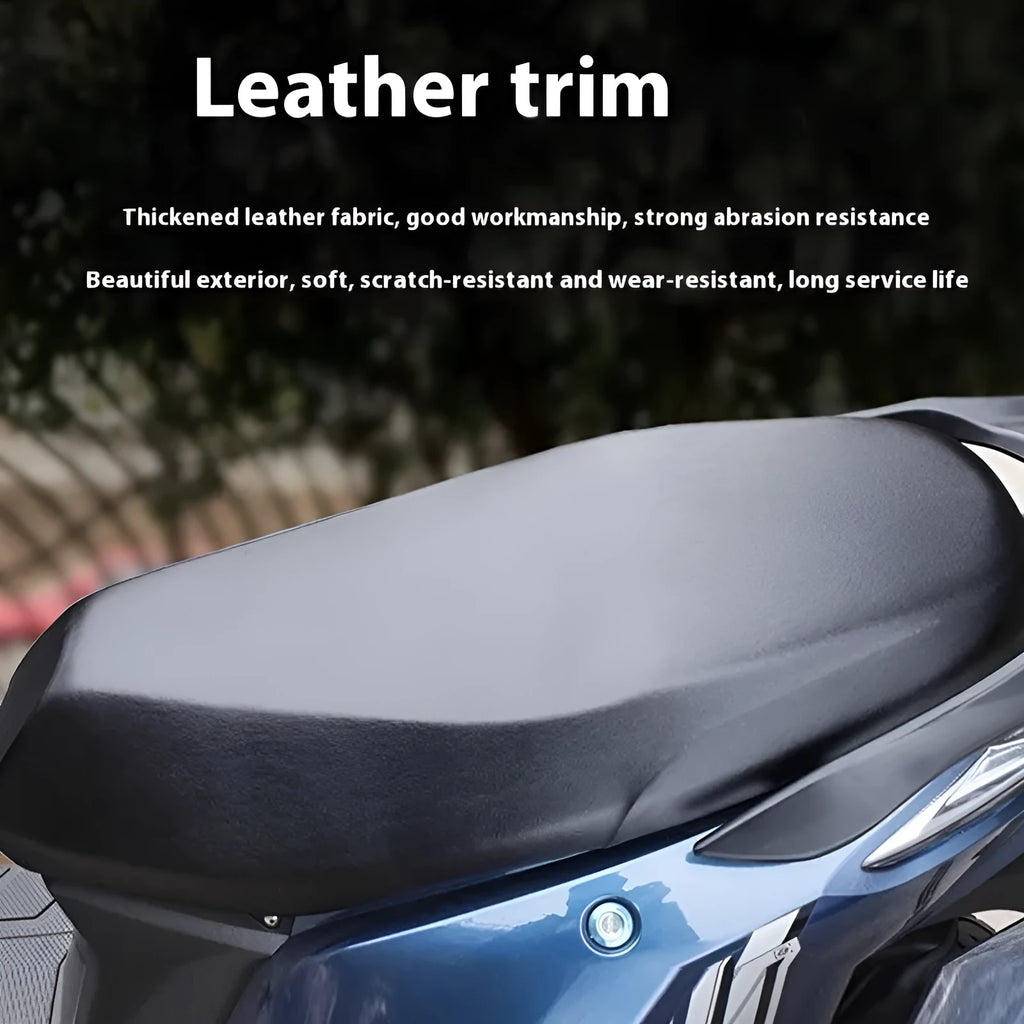 Black genuine leather all-inclusive seat cover for electric toy motorcycle seat, waterproof and four-season