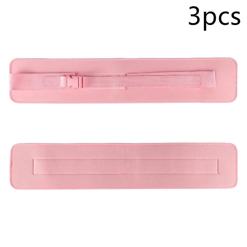 Black or pink fitness auxiliary strap for lumbar support during dumbbell barbell hip bridge exercises.