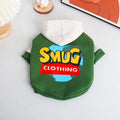 Green cotton dog clothing shown on large breed dog for autumn and winter wear