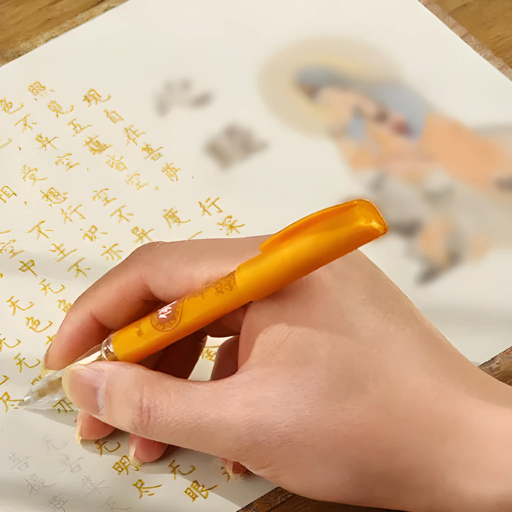 Hard-tipped pen calligraphy practice board with 39cm paper copybook for single-hand copy meditation practice