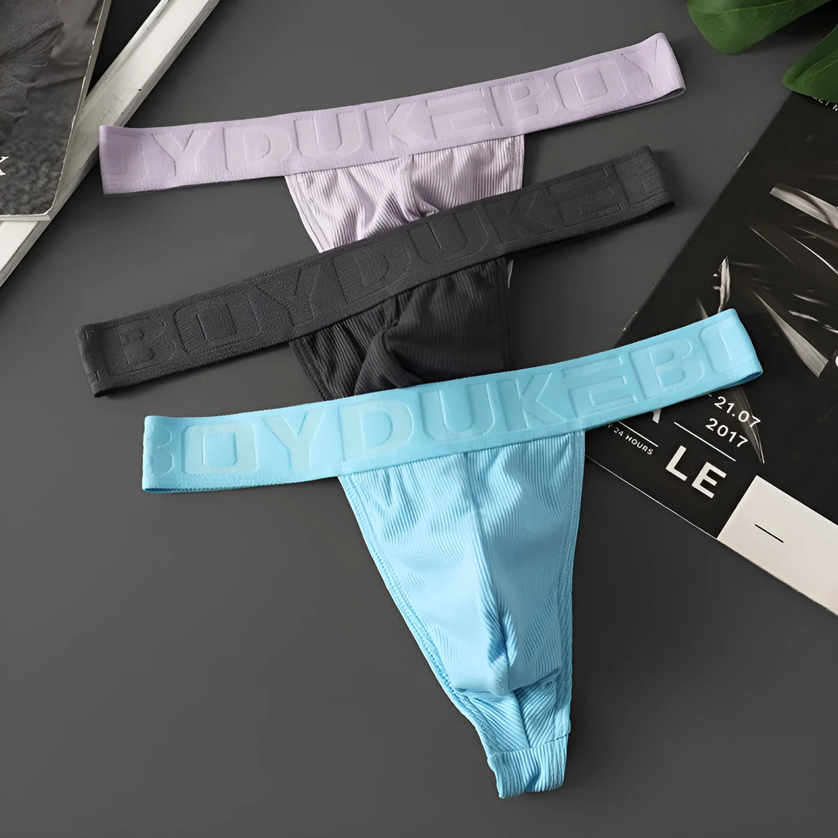 Men's viscose T-back briefs, mid waist, hip lifting, solid colours, sizes M-2XL