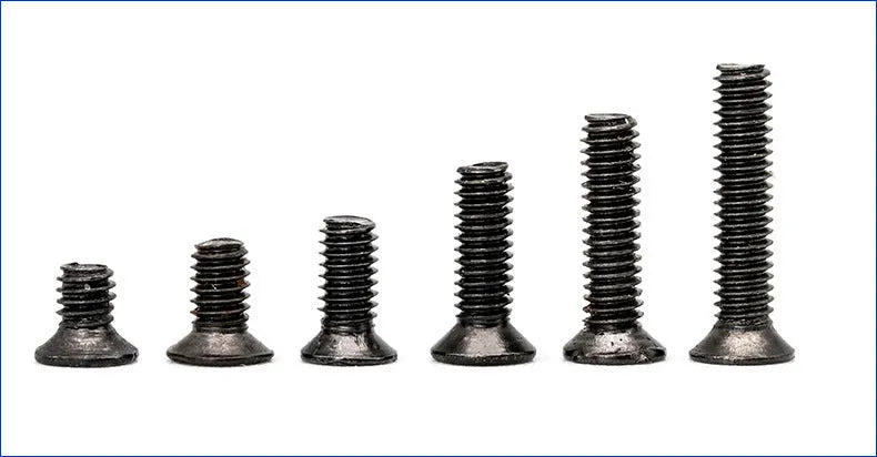 Black flat head laptop repair screws M1.4x16mm in bulk quantities for computer case assembly