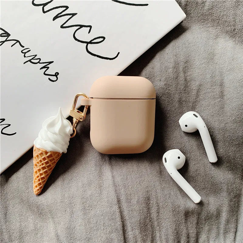 Silicone AirPods 2 case protector with Cylinder Ice Cream decorative design