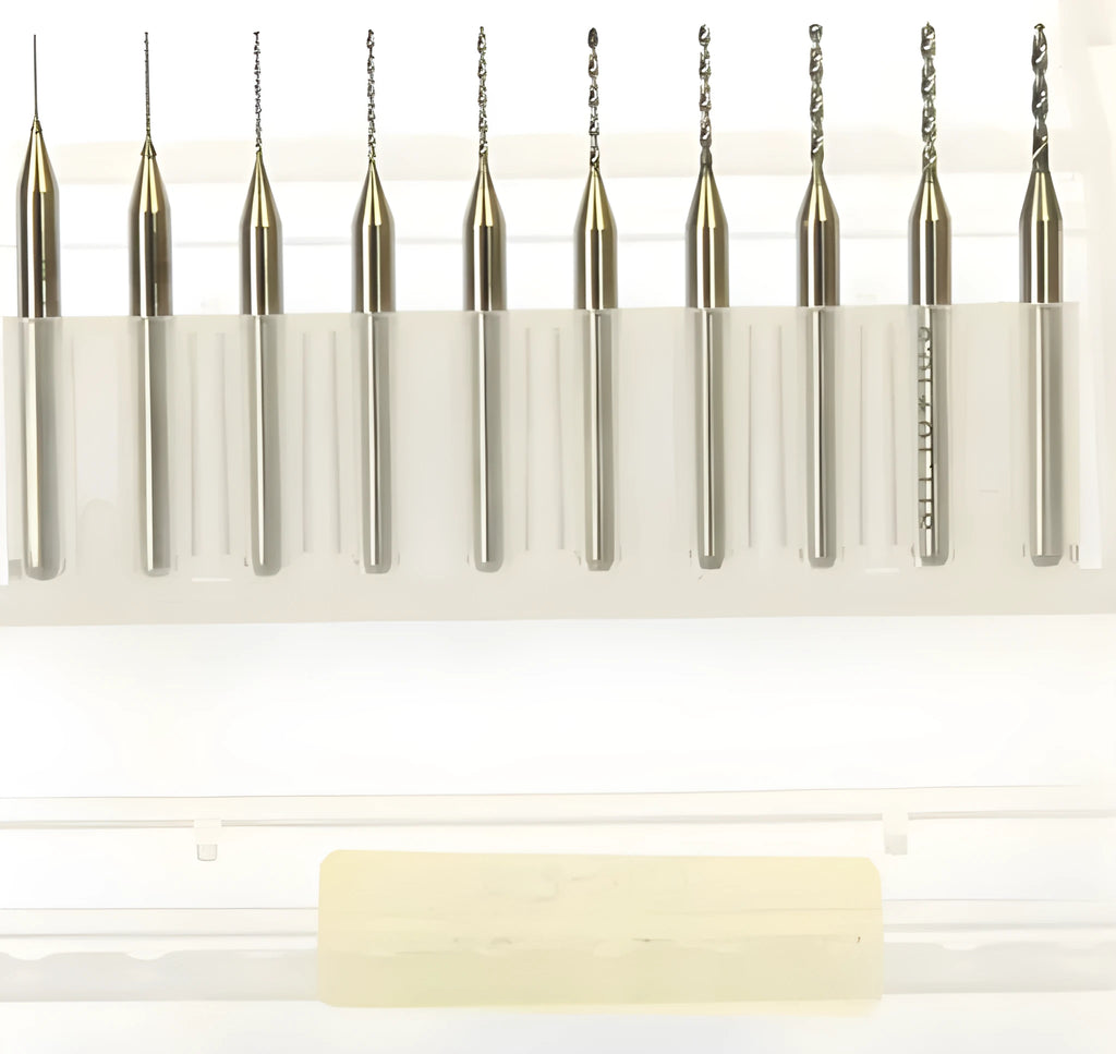 Set of tungsten carbide micro engraving bits for PCB and electronics manufacturing