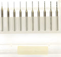 Set of tungsten carbide micro engraving bits for PCB and electronics manufacturing