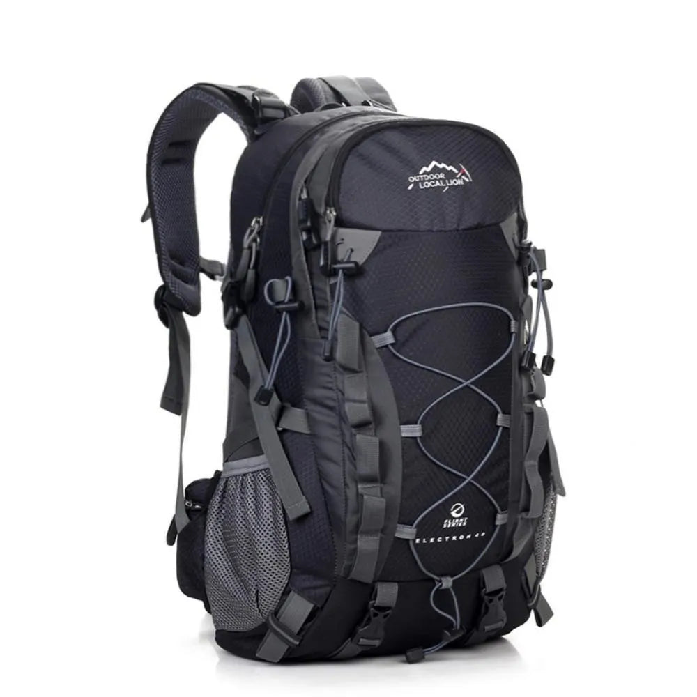 Green polyester outdoor sports backpack with 32cm width 50cm height dimensions for running hiking camping