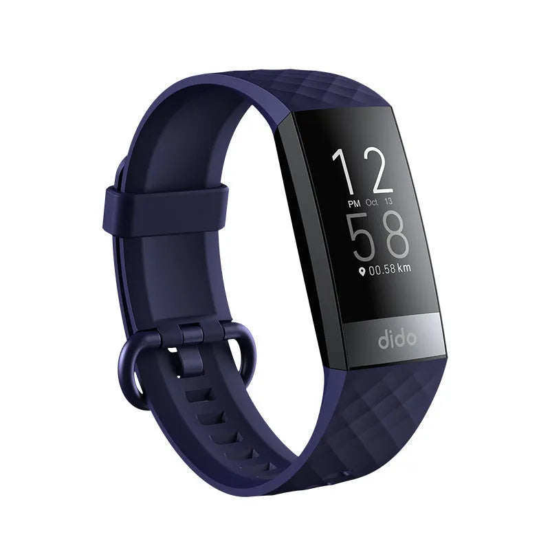 Black smart watch with 1.1 inch screen for blood pressure blood oxygen heart rate ECG monitoring