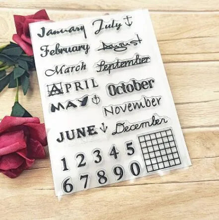 Transparent silicone calendar seal with digital table design for date stamping
