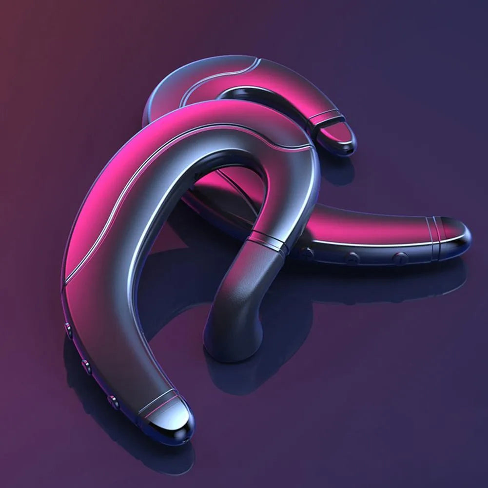 Single ear Bluetooth ear-mounted earphone in black, blue or red colours