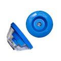 Blue bowl-shaped electric hammer drill dust cover for collecting drilling debris.