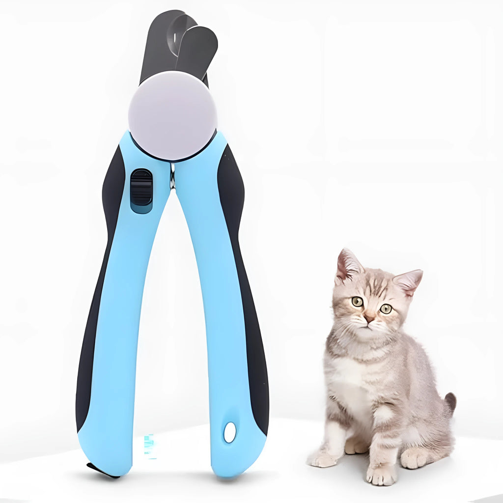 Blue heavy-duty dog nail clippers with safety guard for trimming large breed thick nails