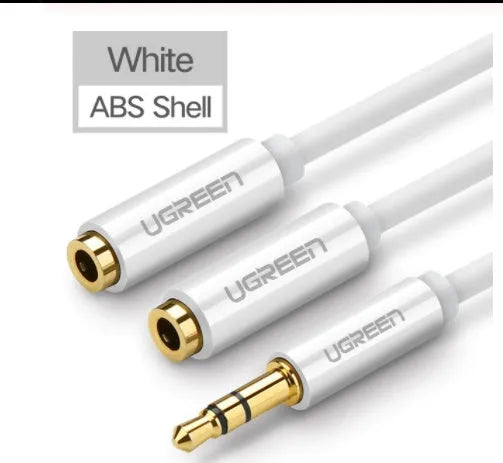 20cm earphone replacement cable with gold-plated 3.5mm connectors in black, grey, or white colour options