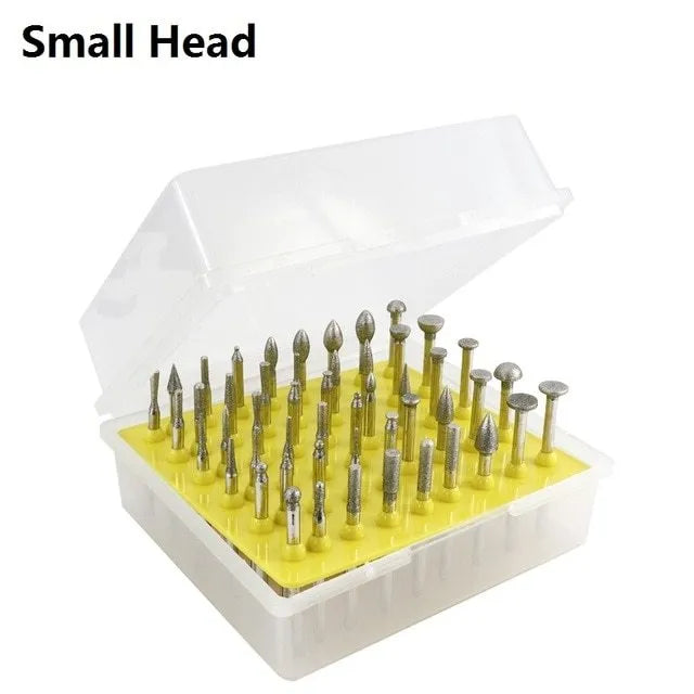 Elliptical cone-shaped alloy diamond grinding head with 3mm shank for rotary tools
