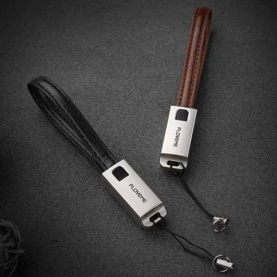 20cm leather iPhone charging cable with zinc alloy lightning connector in three colours