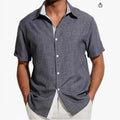 Men's short-sleeved floral pattern polyester shirt in regular fit cardigan style