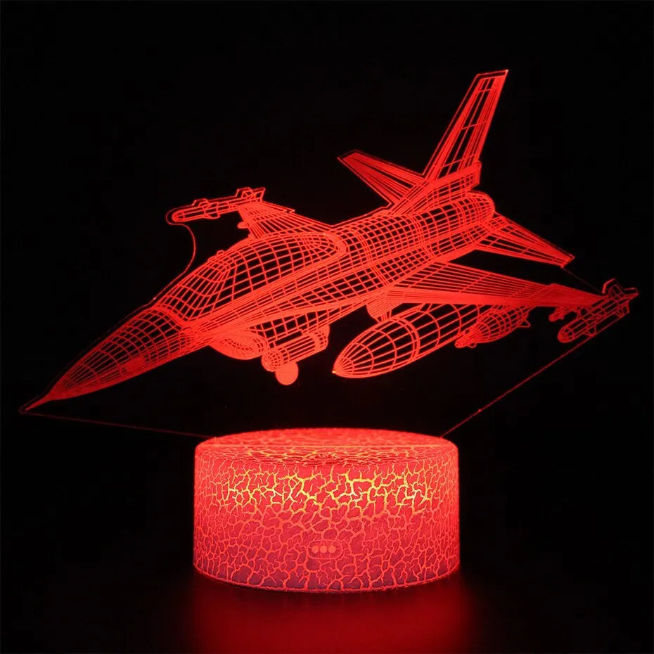 Cartoon airplane night light with acrylic shade and touch control.