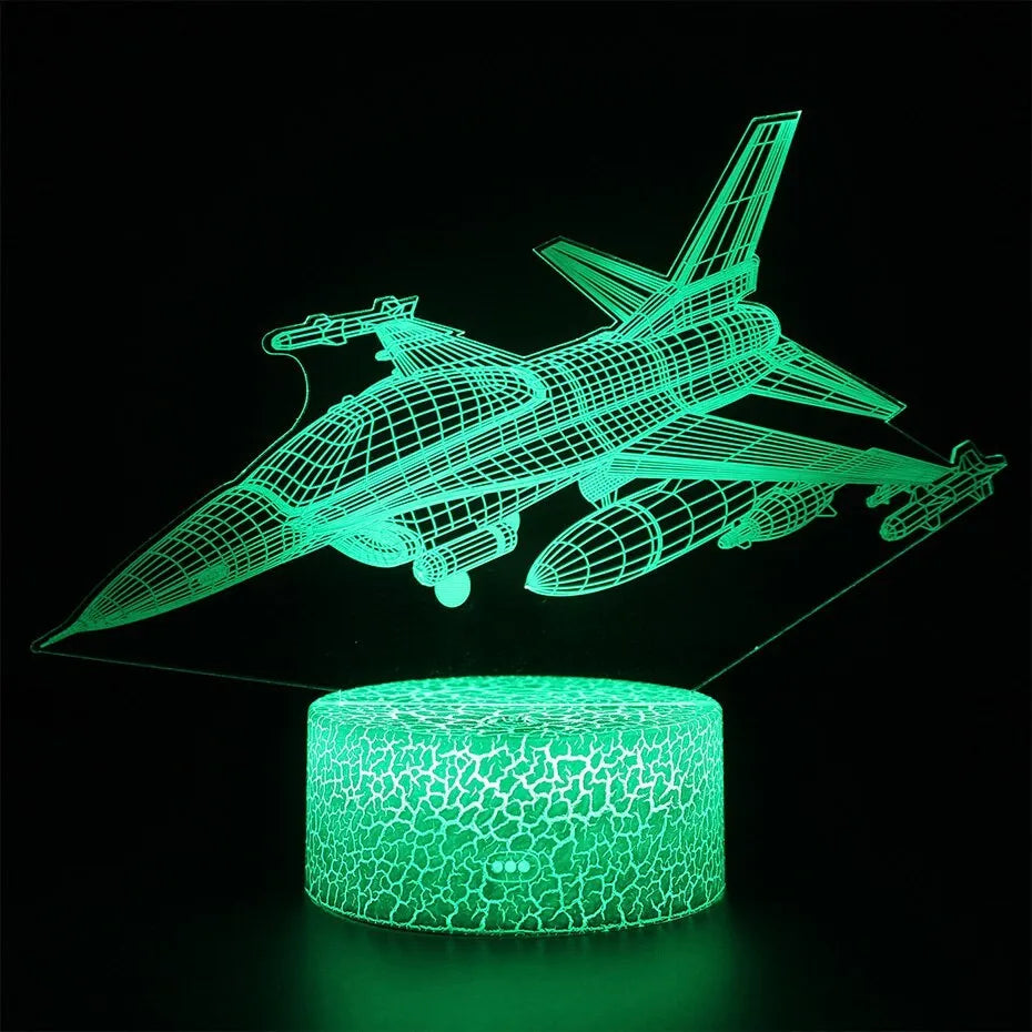 Cartoon airplane night light with acrylic shade and touch control.