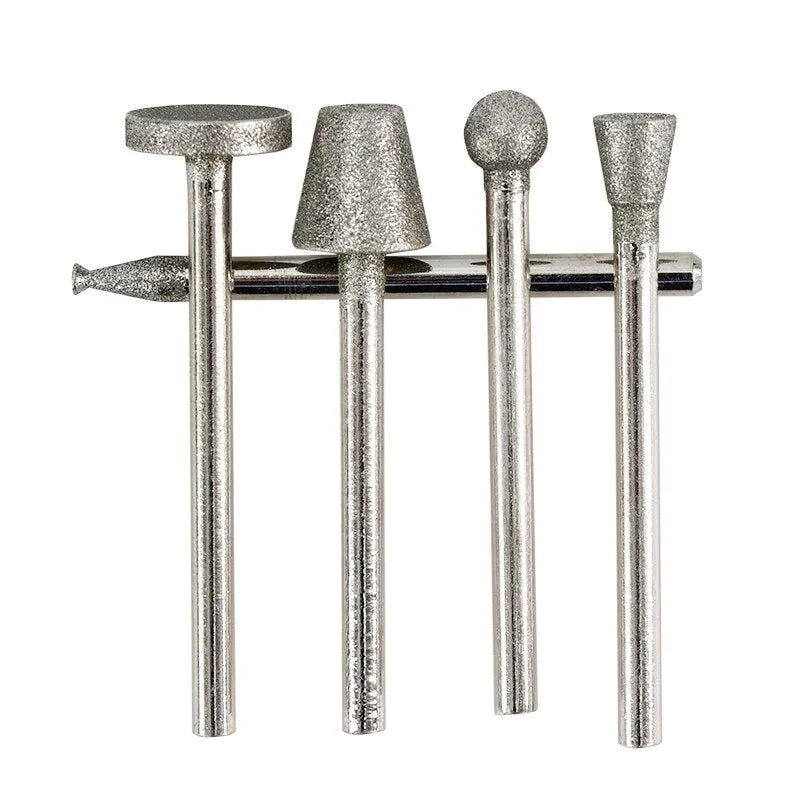 Elliptical cone-shaped alloy diamond grinding head with 3mm shank for rotary tools