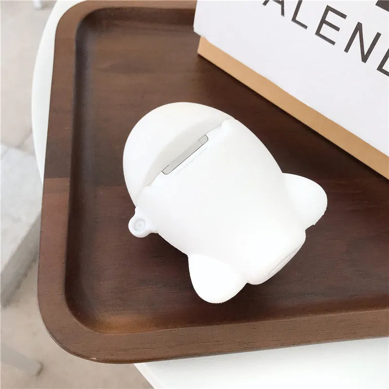 Silicone flip case with airplane headset design for AirPods 1st and 2nd generation with carrying hook