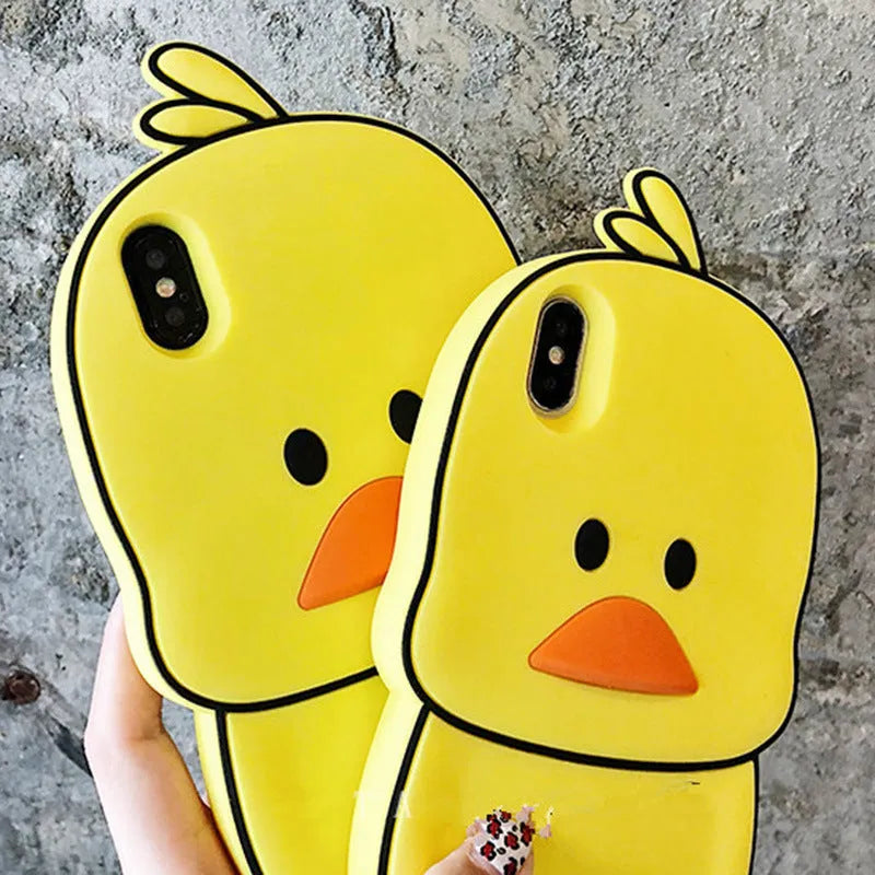 Green silicone iPhone case with animal cartoon design showing waterproof protective features