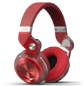 Bluedio T2 Plus on-ear Bluetooth wireless headset shown in blue, with headband and ear cups.