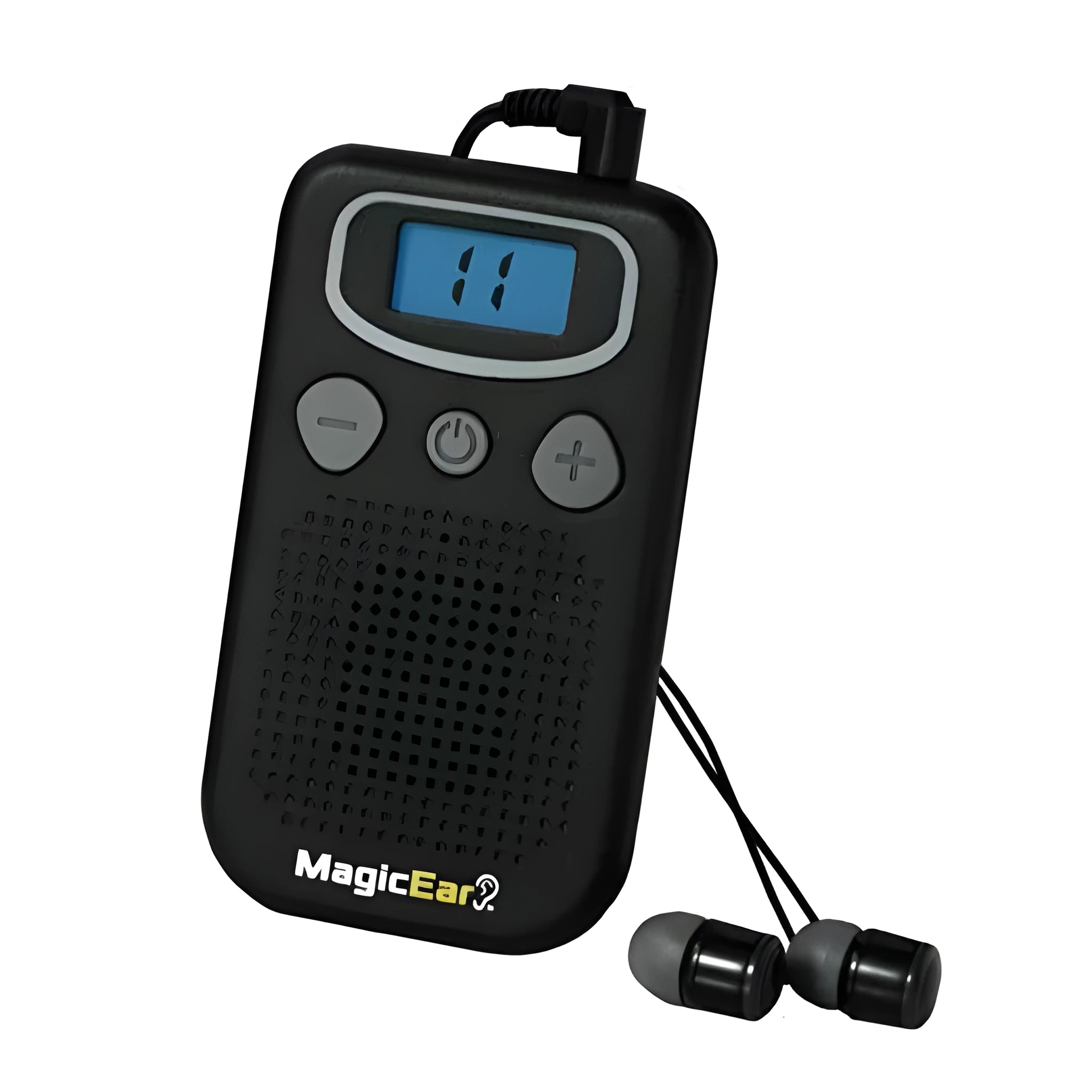 Handheld digital display mobile hearing aid booster with ABS casing and FM radio style design