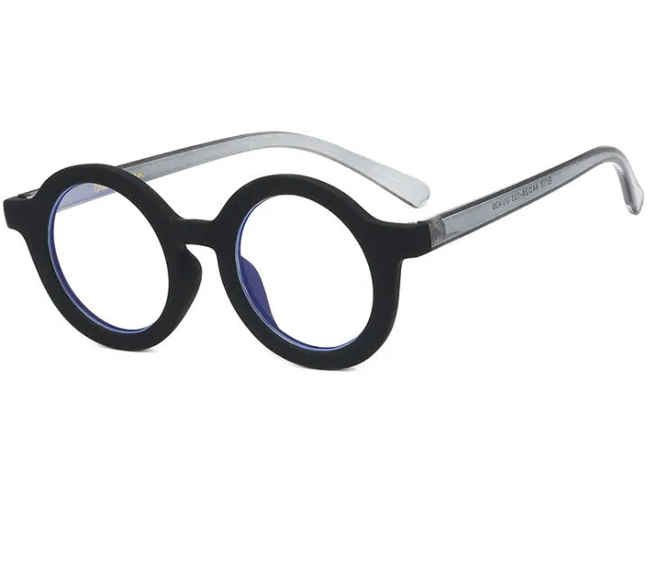 Retro round frame glasses with anti blue light lenses in multiple colour options