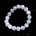 White moonstone bracelet with blue moonlight colouration in round polished beads