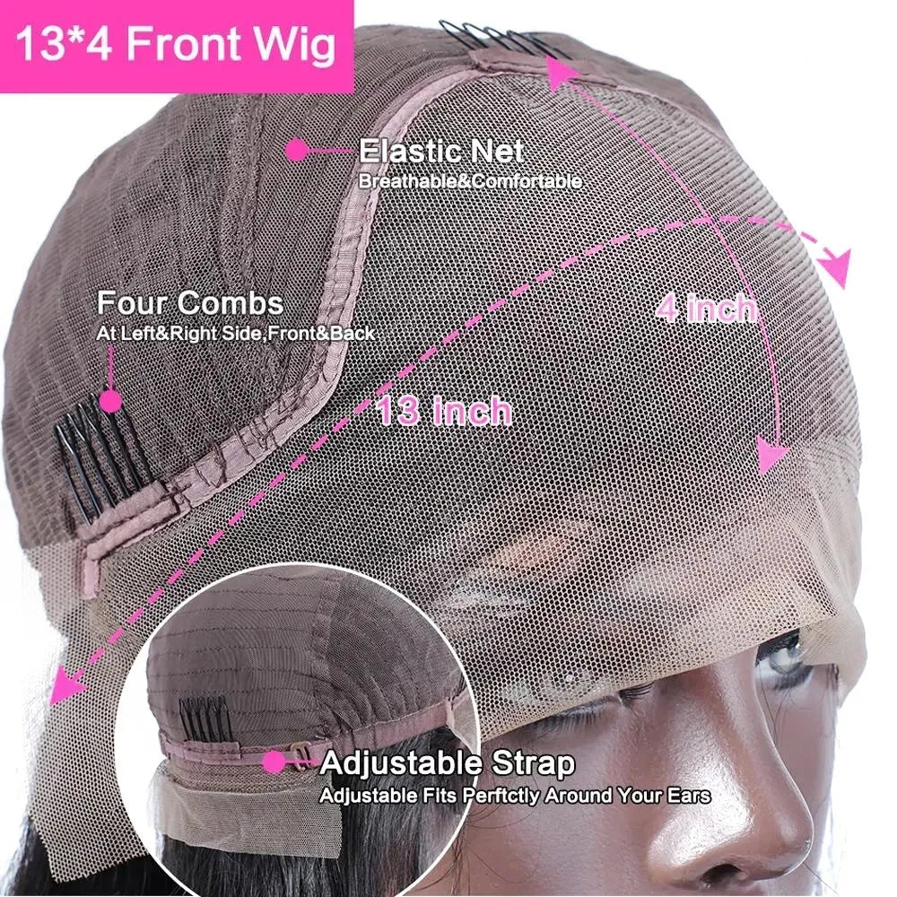 Curly human hair wig with lace front in various lengths showing natural texture and hand-woven construction