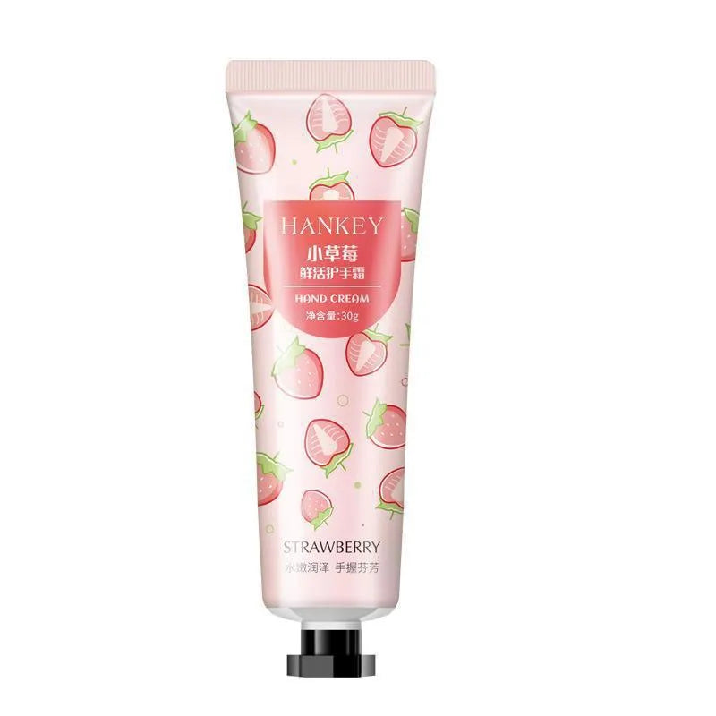 30g tube of fruit hand cream for moisturising dry skin with multiple scent options