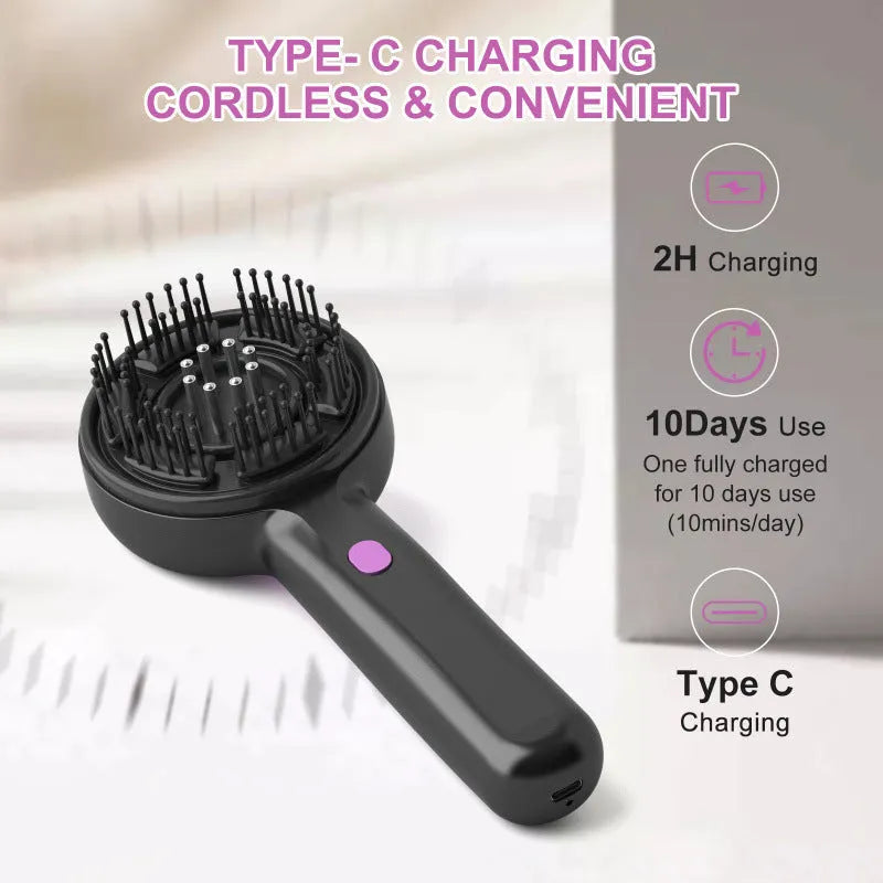 USB-powered scalp massager with anti-leak hair brush head in three colour options