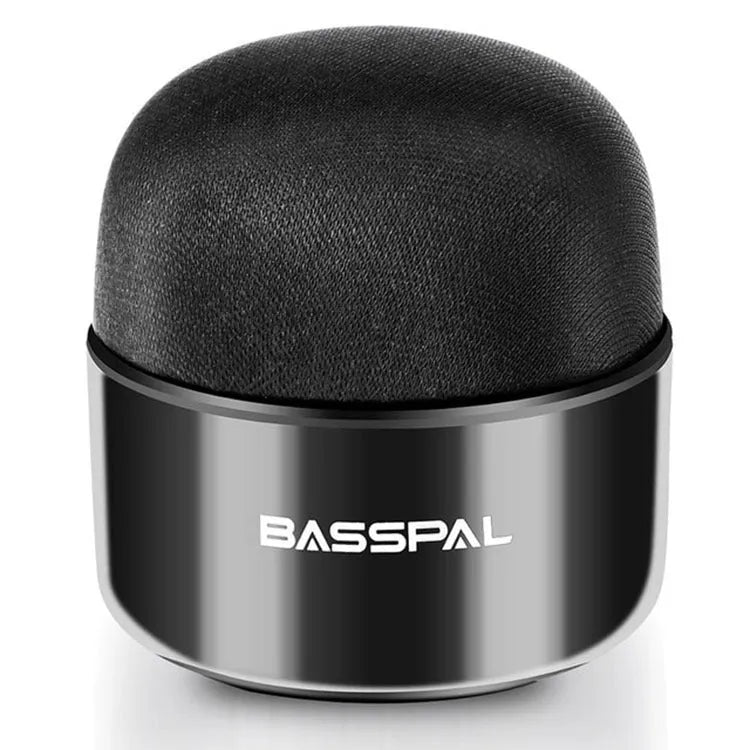 Black waterproof portable mini Bluetooth speaker with buttons for radio and call functions
