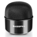Black waterproof portable mini Bluetooth speaker with buttons for radio and call functions