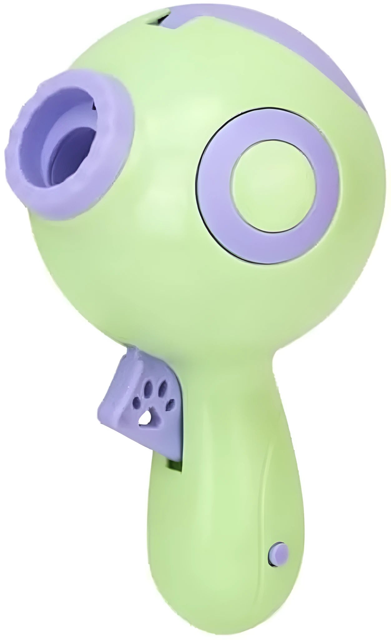 Green, orange, and pink interactive dog treat launcher toy for training and play.