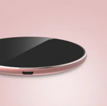 Ultra-thin aluminium alloy wireless charger in golden colour with LED indicator light