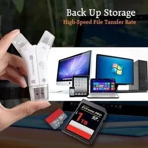 NK908 white black gold 4-in-1 mobile phone SD card reader for Apple iPhone and Android