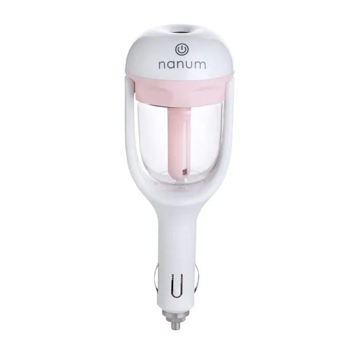 Compact blue car humidifier with 180 degree rotation spray for vehicle air quality improvement