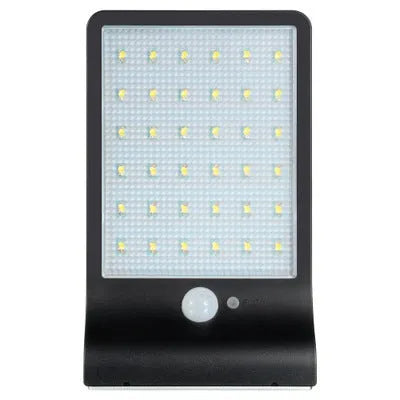 IP65-rated outdoor solar garden light with LED illumination in black or white colour options