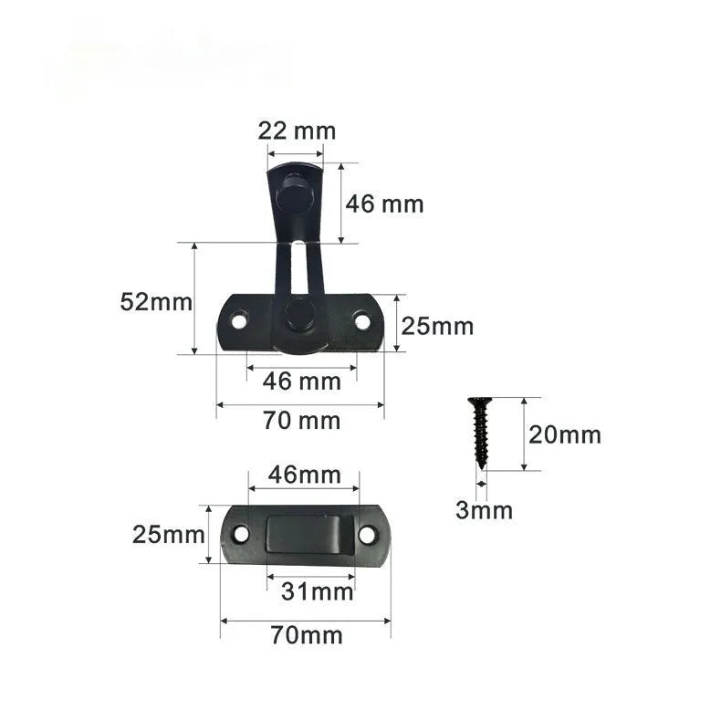 Warehouse sliding door lock with 90-degree black carbon steel hook and stainless steel shackle