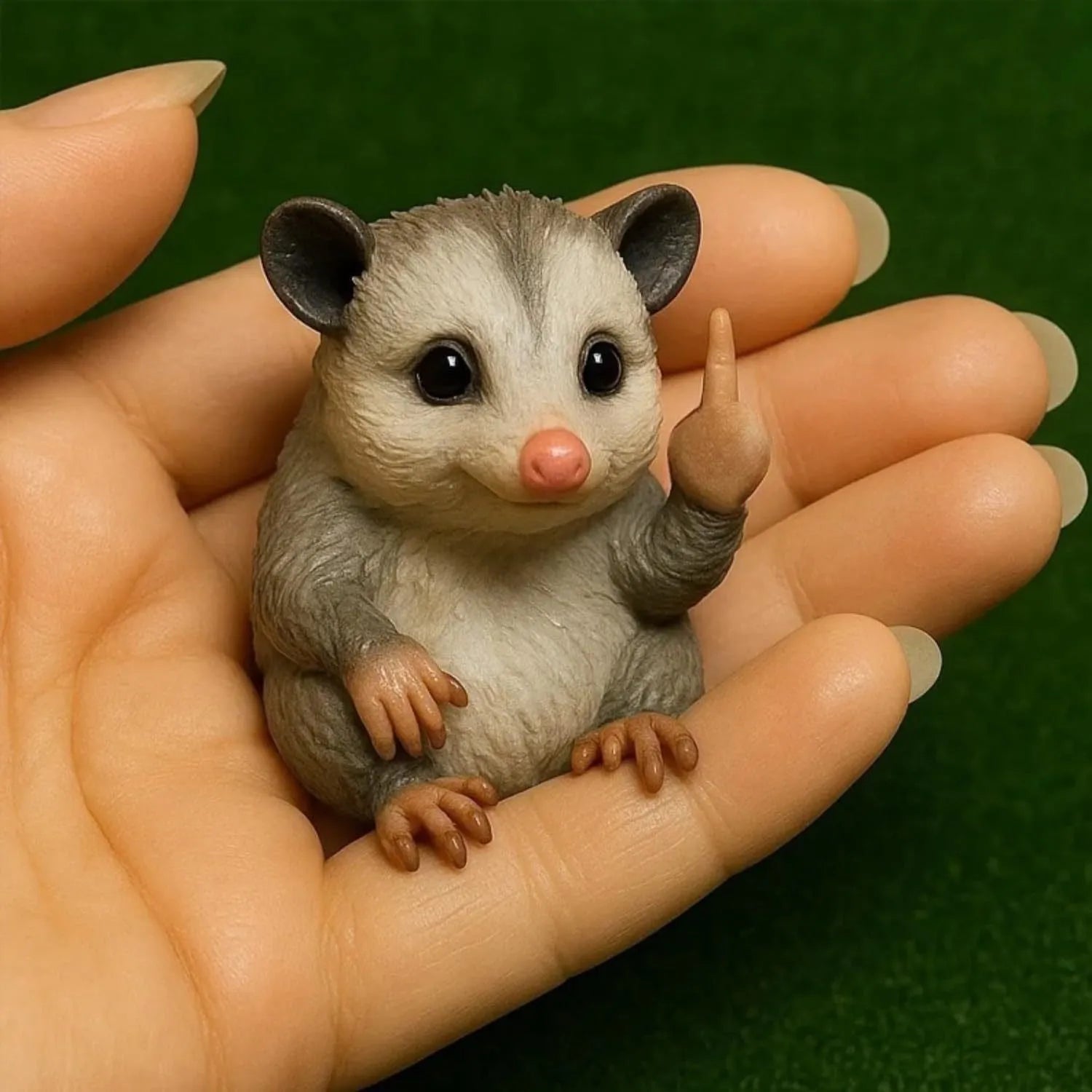 Mini resin animal middle finger doll showing dog style with detailed sculpting and humorous gesture