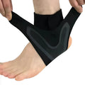 Ankle support brace for sports, shown in left-foot and right-foot specific versions for adult athletes.