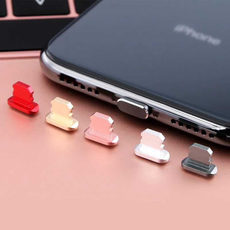 Aluminium alloy mobile phone charging port dust plug for iPhone in multiple colour options