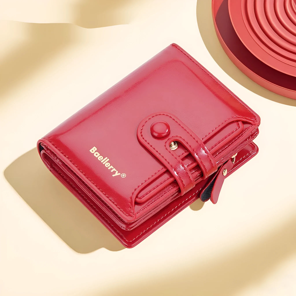 Women's PU leather card holder wallet in multiple colour options showing card pockets